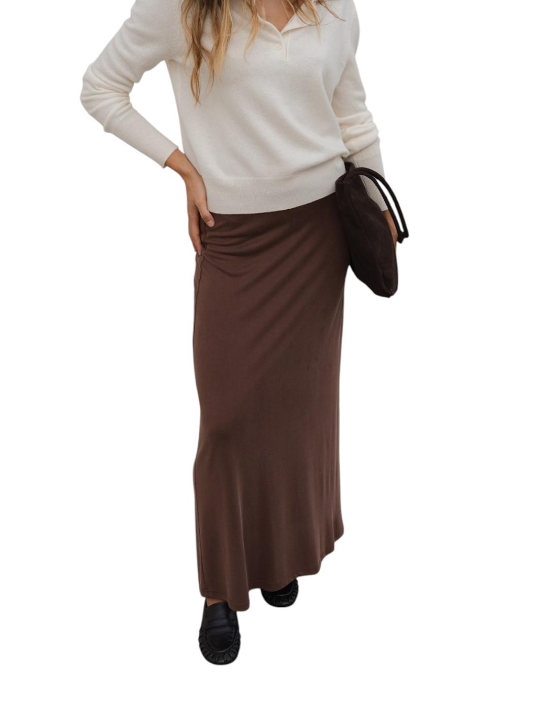 Falda ese O ese Midi Nicole Chocolate