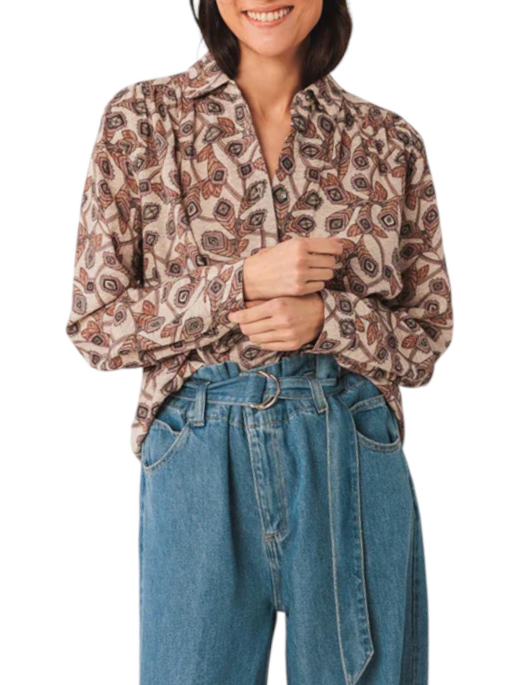 Camisa Indi&cold Algodón Crepado Beige