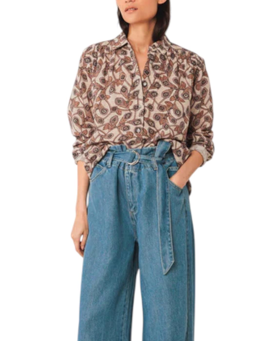 Camisa Indi&cold Algodón Crepado Beige