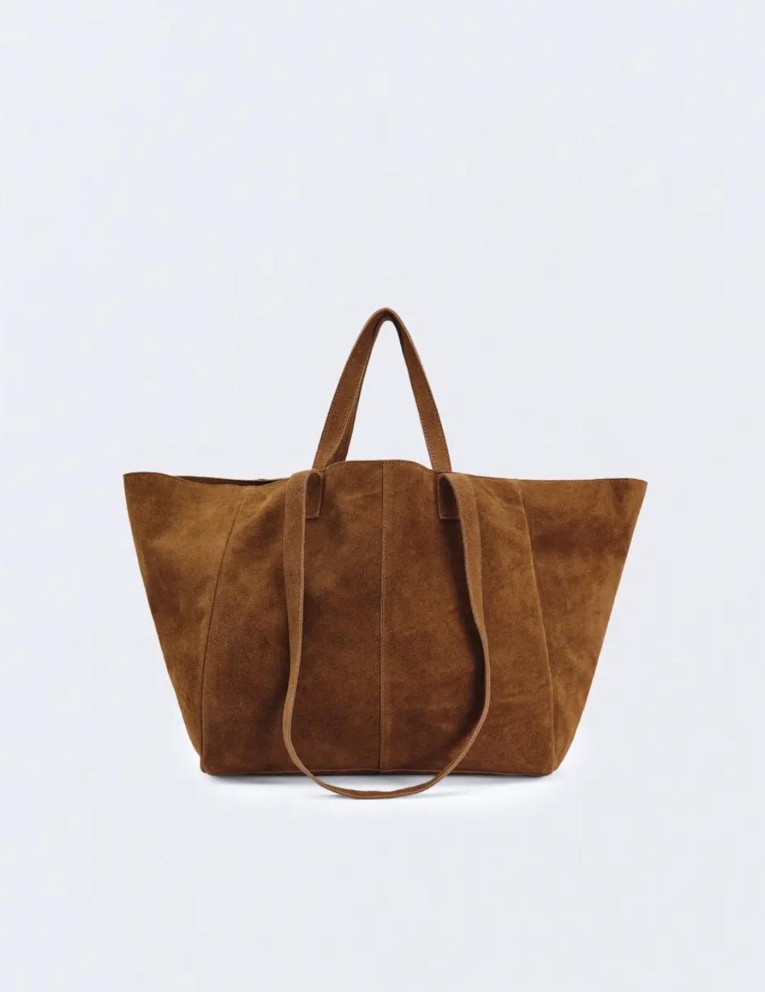 Bolso ese O ese Shopper Suede Marrón
